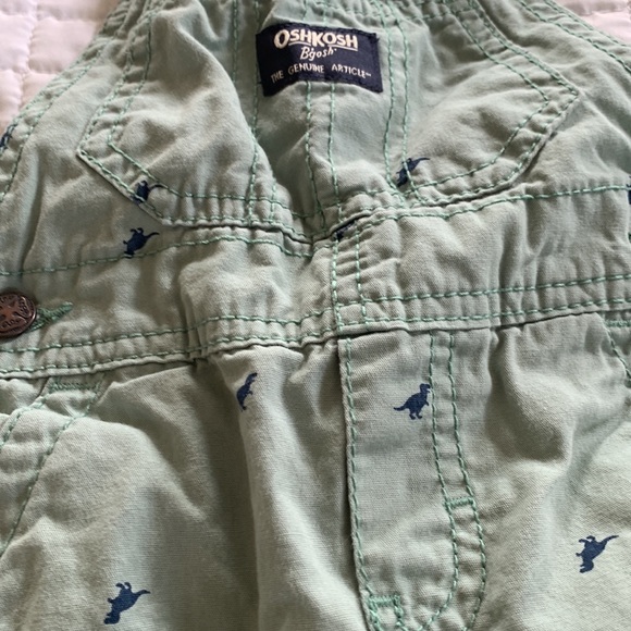 OSH’KOSH B’Gosh Baby Boy Short Overalls - Sailboats & Dinosaurs (2 Overalls) 9M - Picture 3 of 4